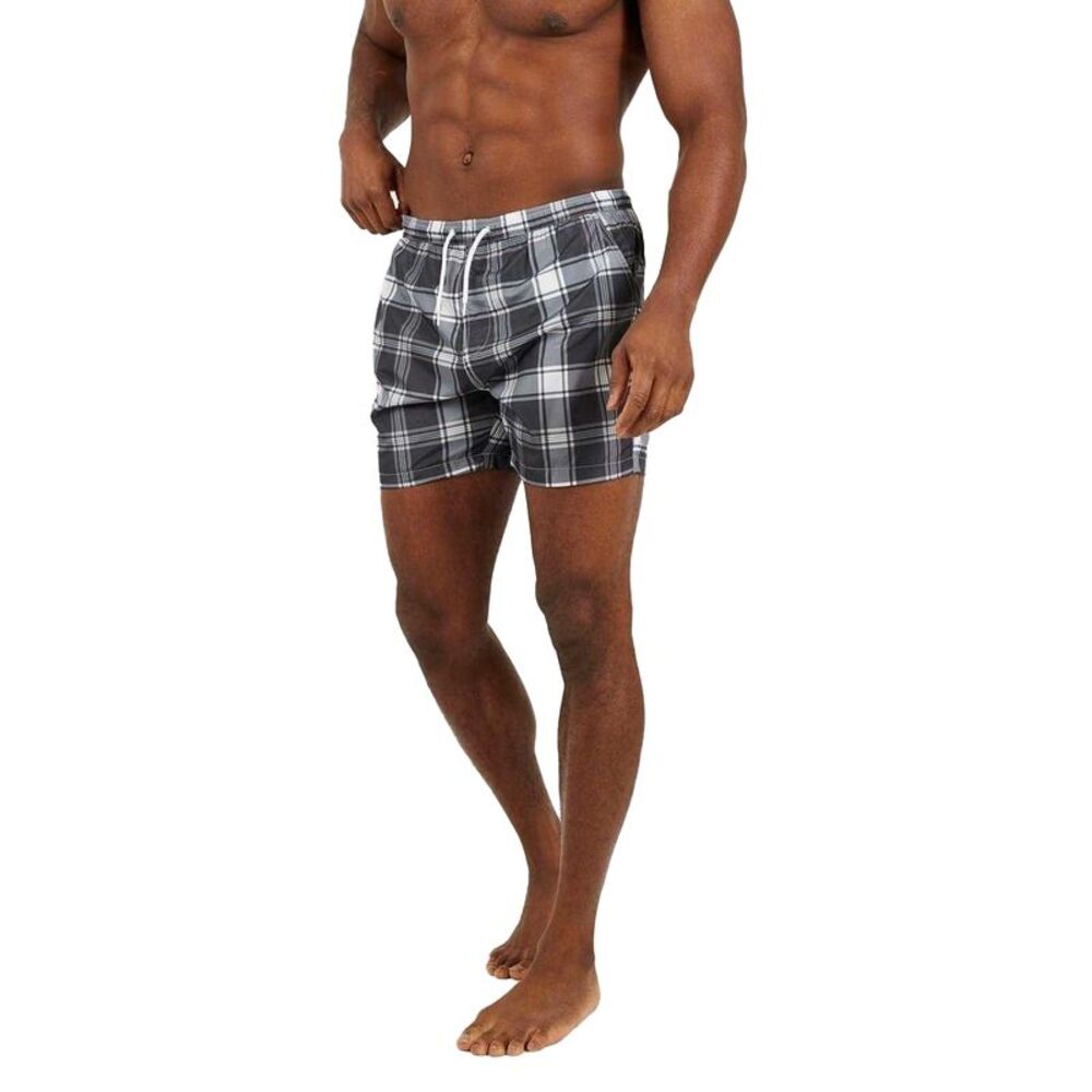 Brave Soul Mens Checked Swim Shorts / Black/White